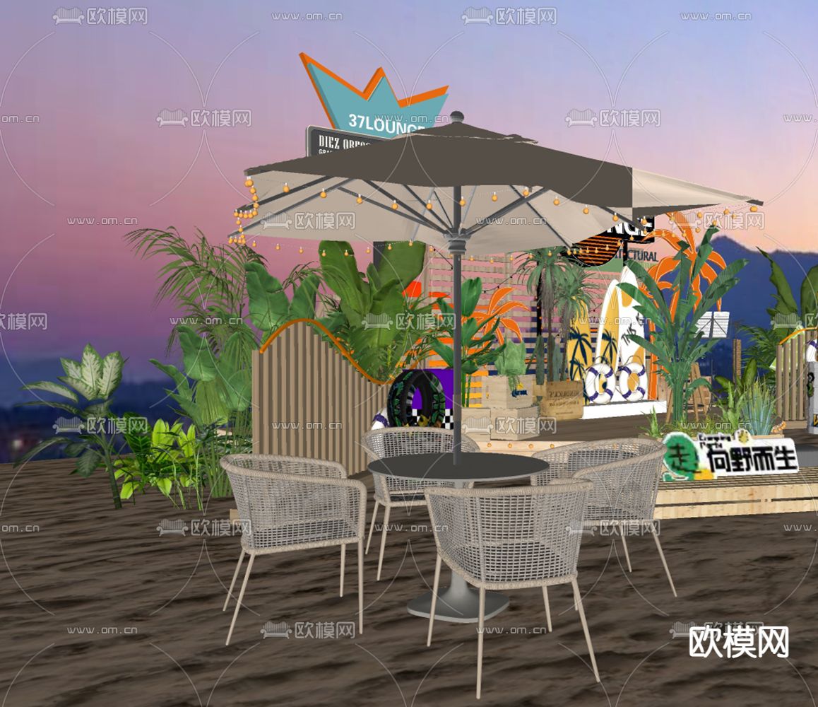 现代户外舞台su模型下载（渲染图3）