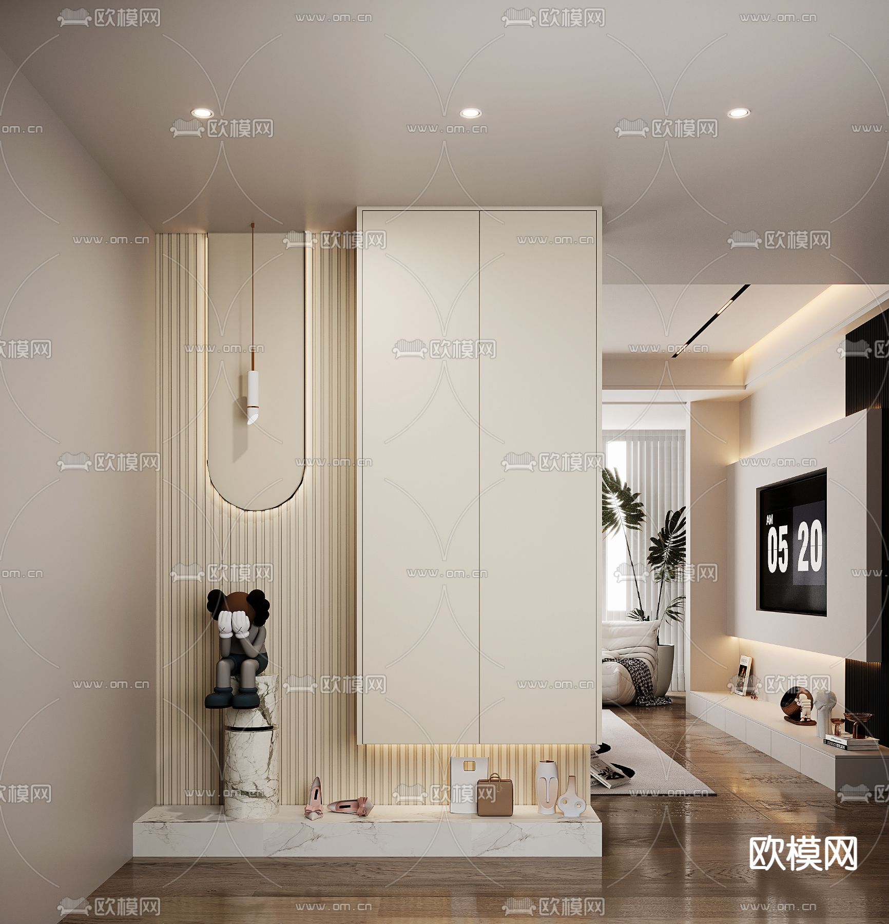 玄关鞋柜3d模型下载