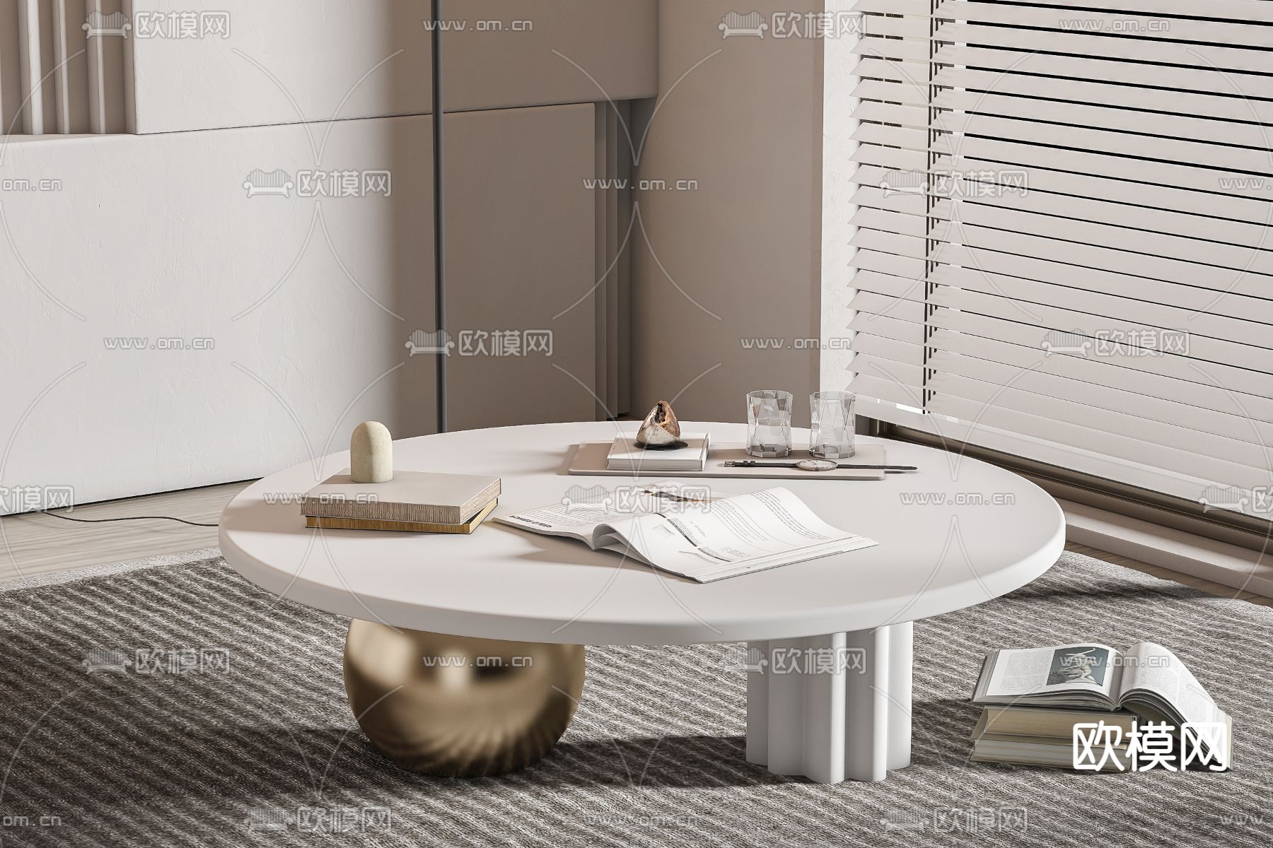 现代茶几3d模型下载