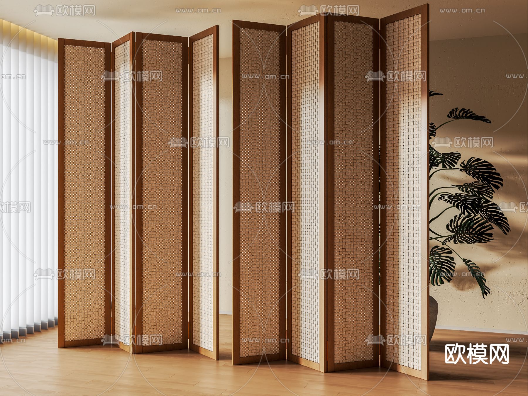 侘寂风隔断 屏风su模型下载（渲染图1）