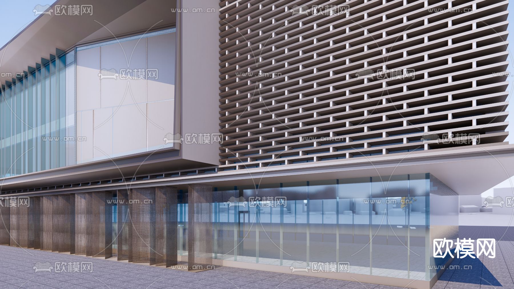 现代售楼部建筑su模型下载（渲染图4）