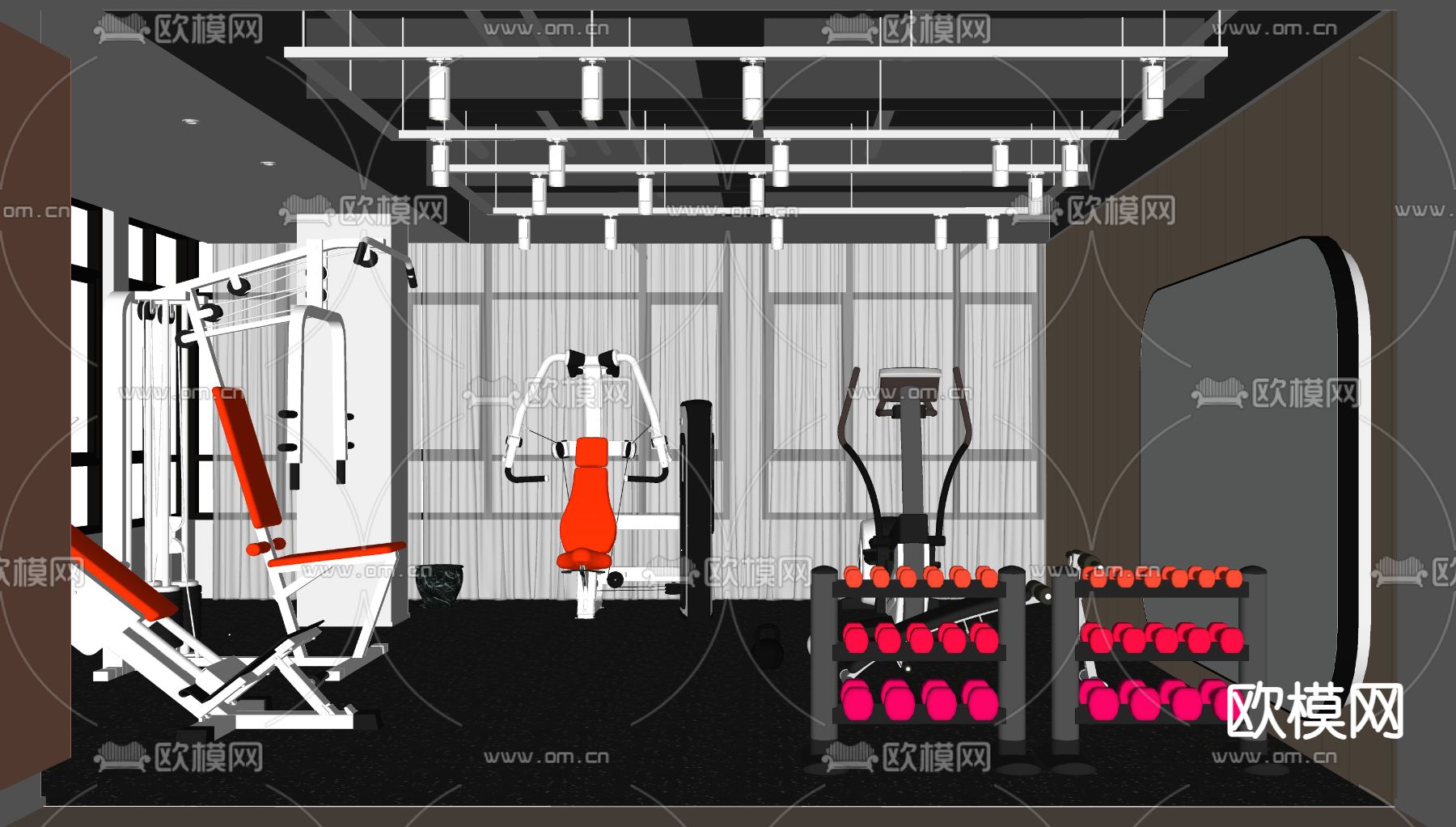 现代健身房su模型下载（渲染图3）