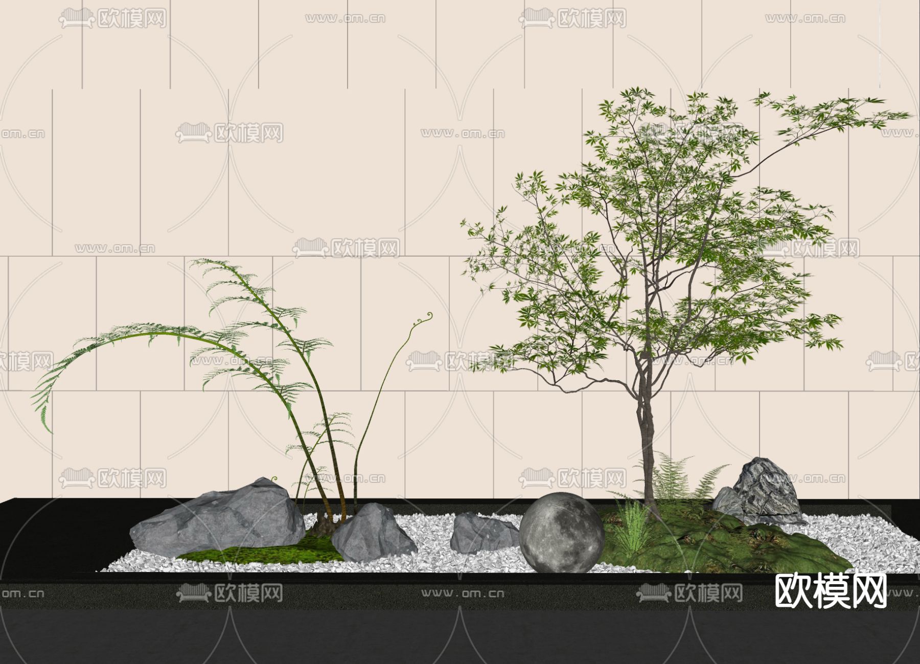 假山 植物堆su模型下载（渲染图2）