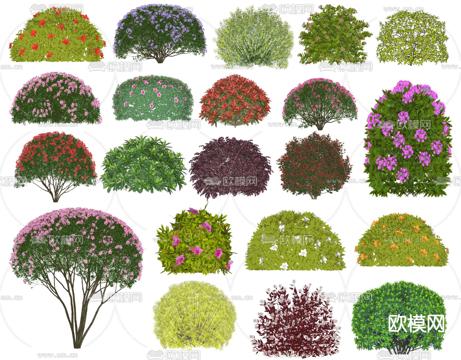 现代灌木球su模型下载