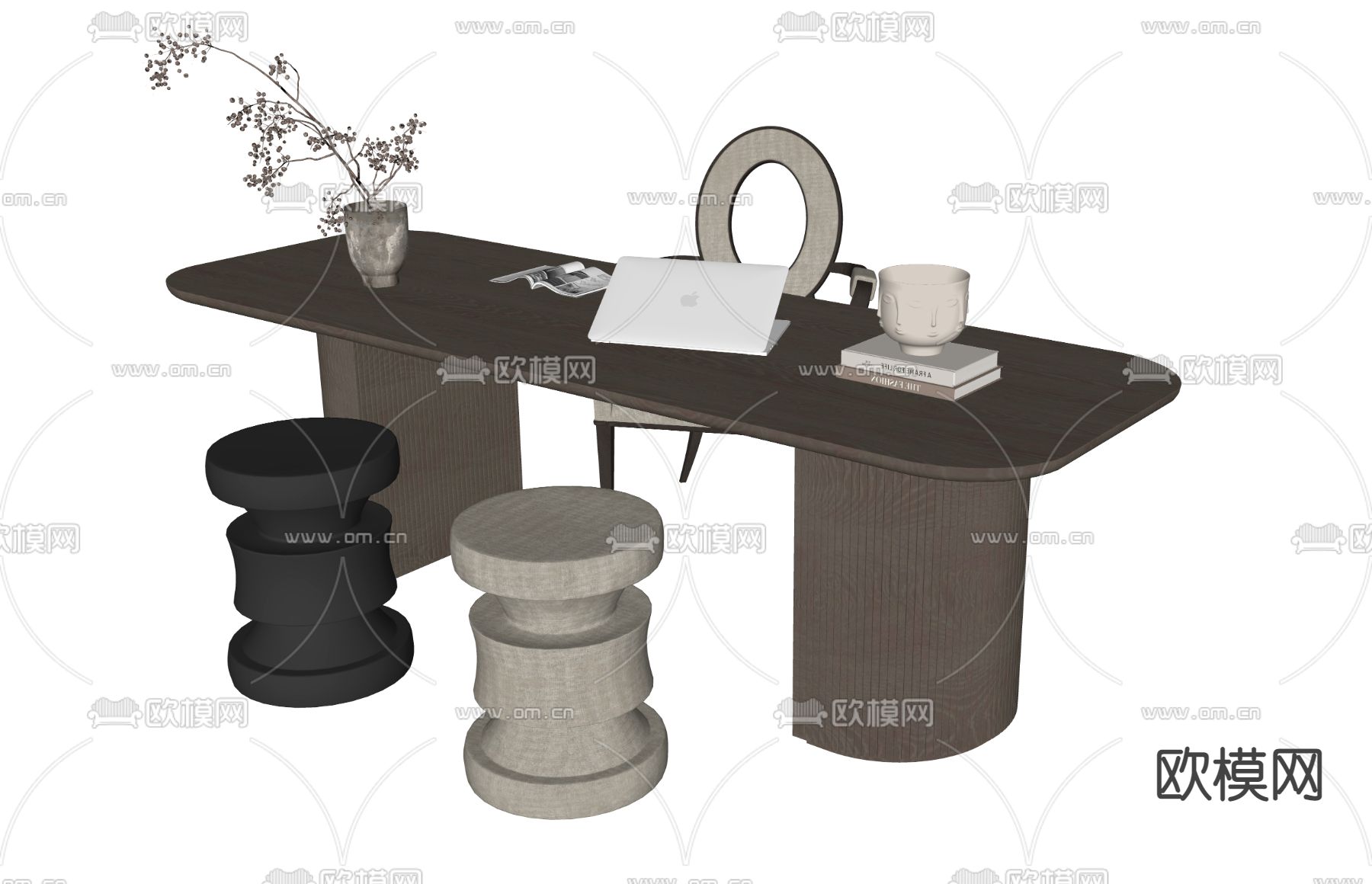书桌椅su模型下载（渲染图2）