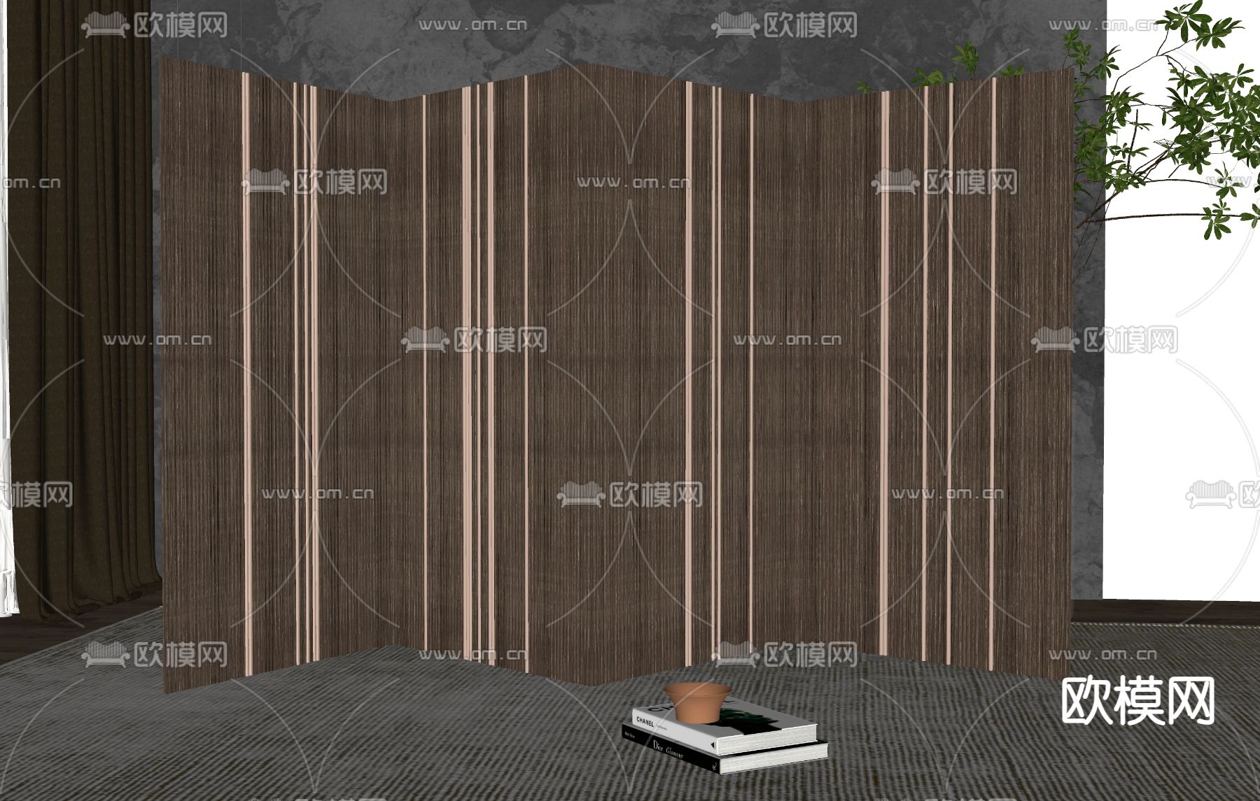 侘寂风屏风su模型下载（渲染图2）