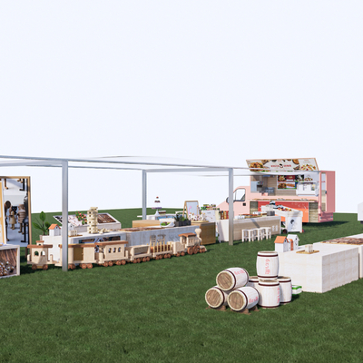  集市商业摊位su模型 