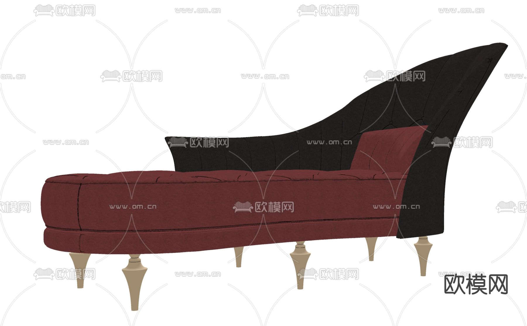 欧式贵妃椅su模型下载（渲染图2）