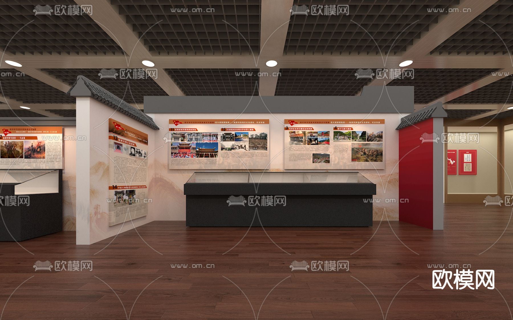 党建展厅3d模型下载（渲染图1）