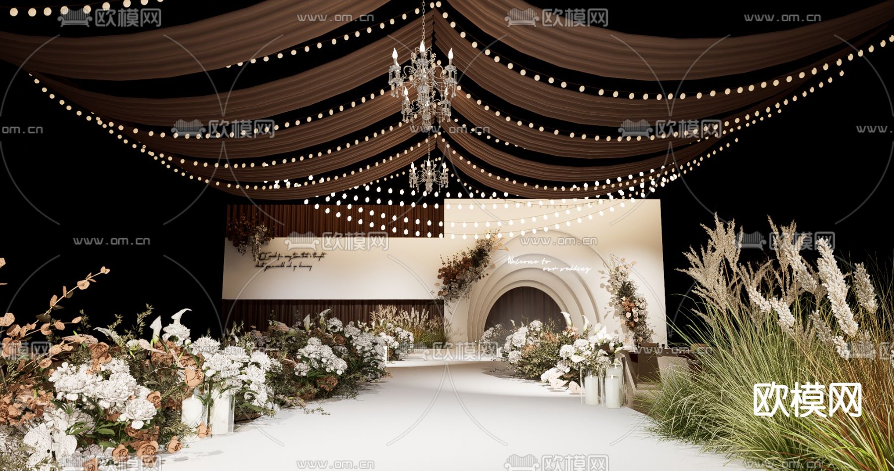 欧式宴会厅su模型下载（渲染图3）