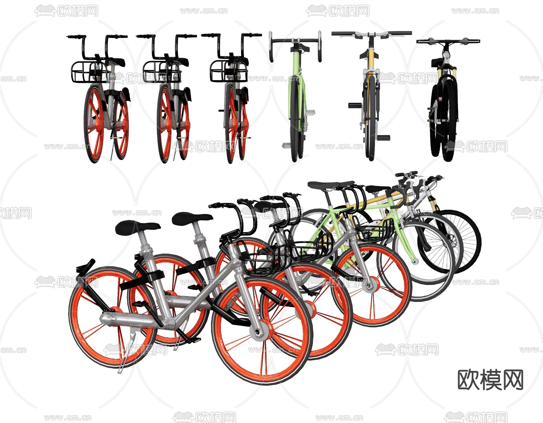 自行车 共享单车su模型下载（渲染图1）