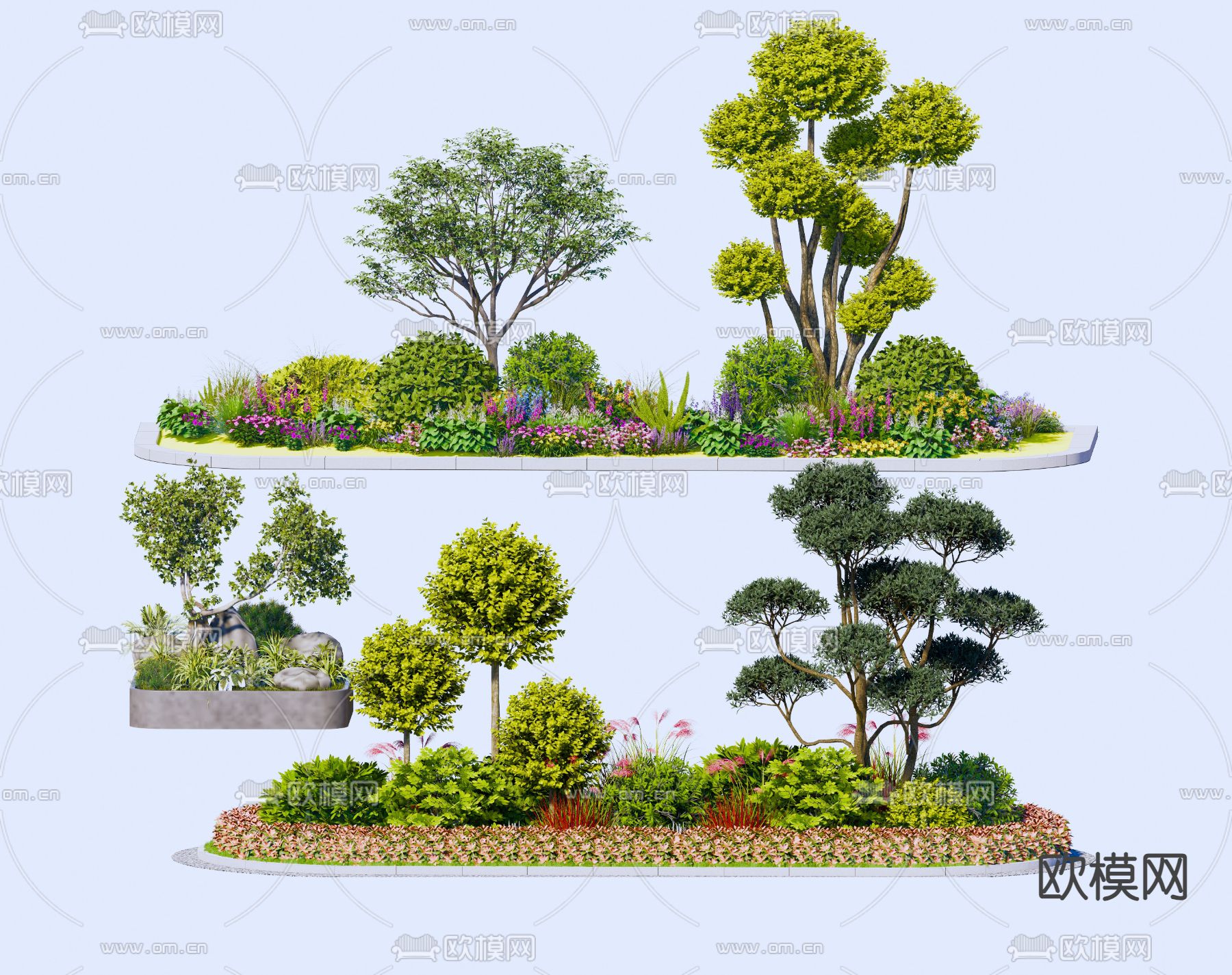 景观树 花池su模型下载（渲染图1）