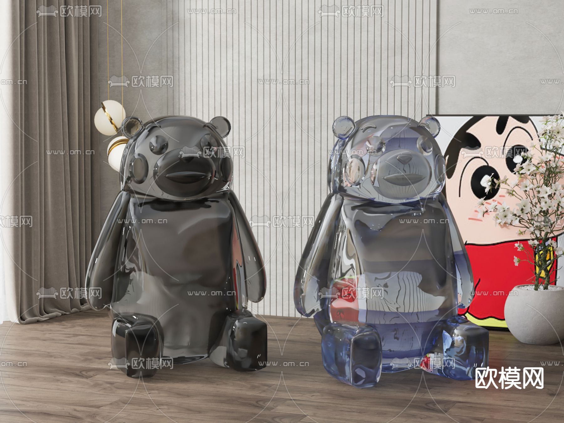潮玩 雕塑 摆件su模型下载（渲染图1）