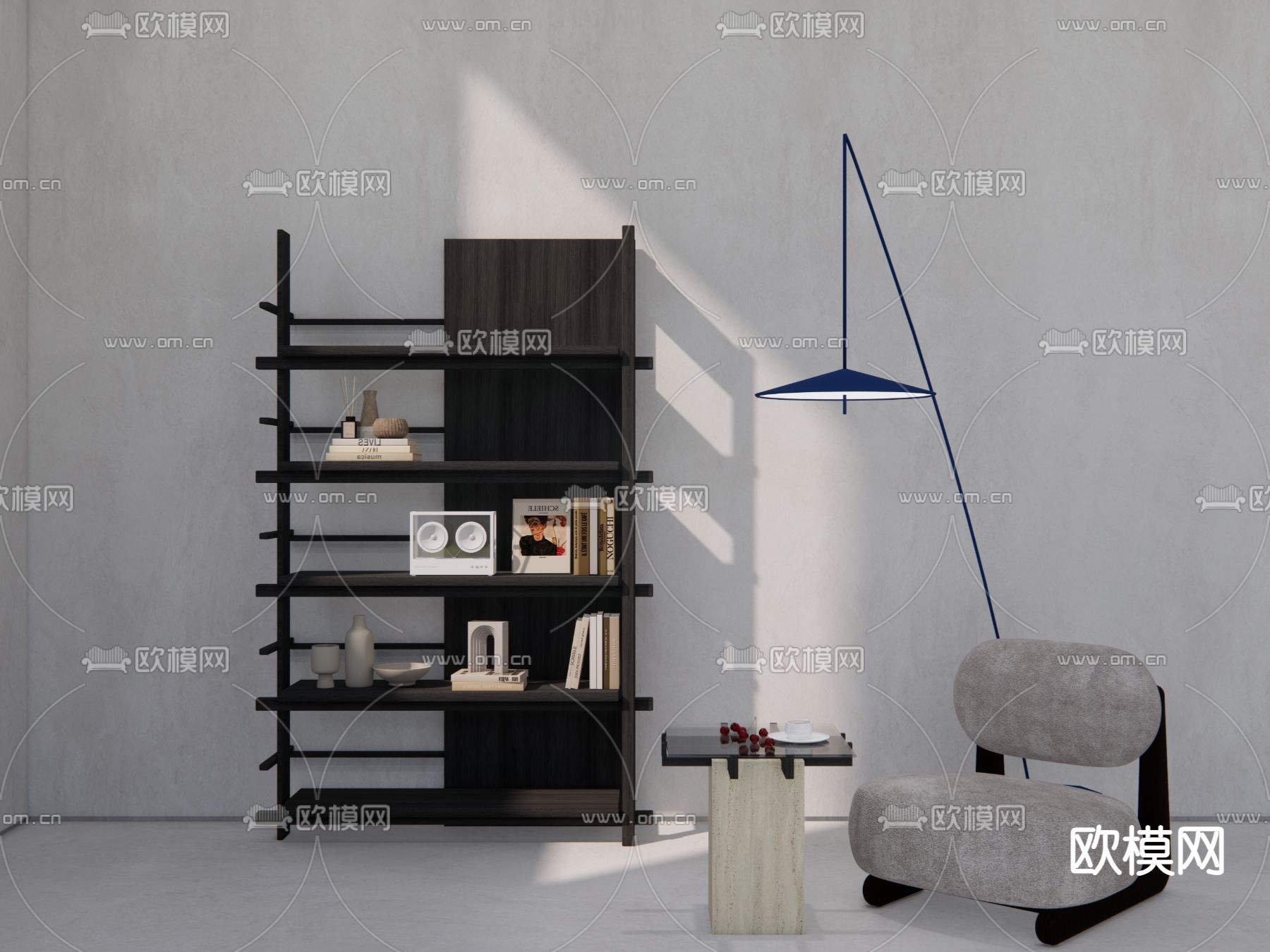 北欧书架su模型下载（渲染图1）