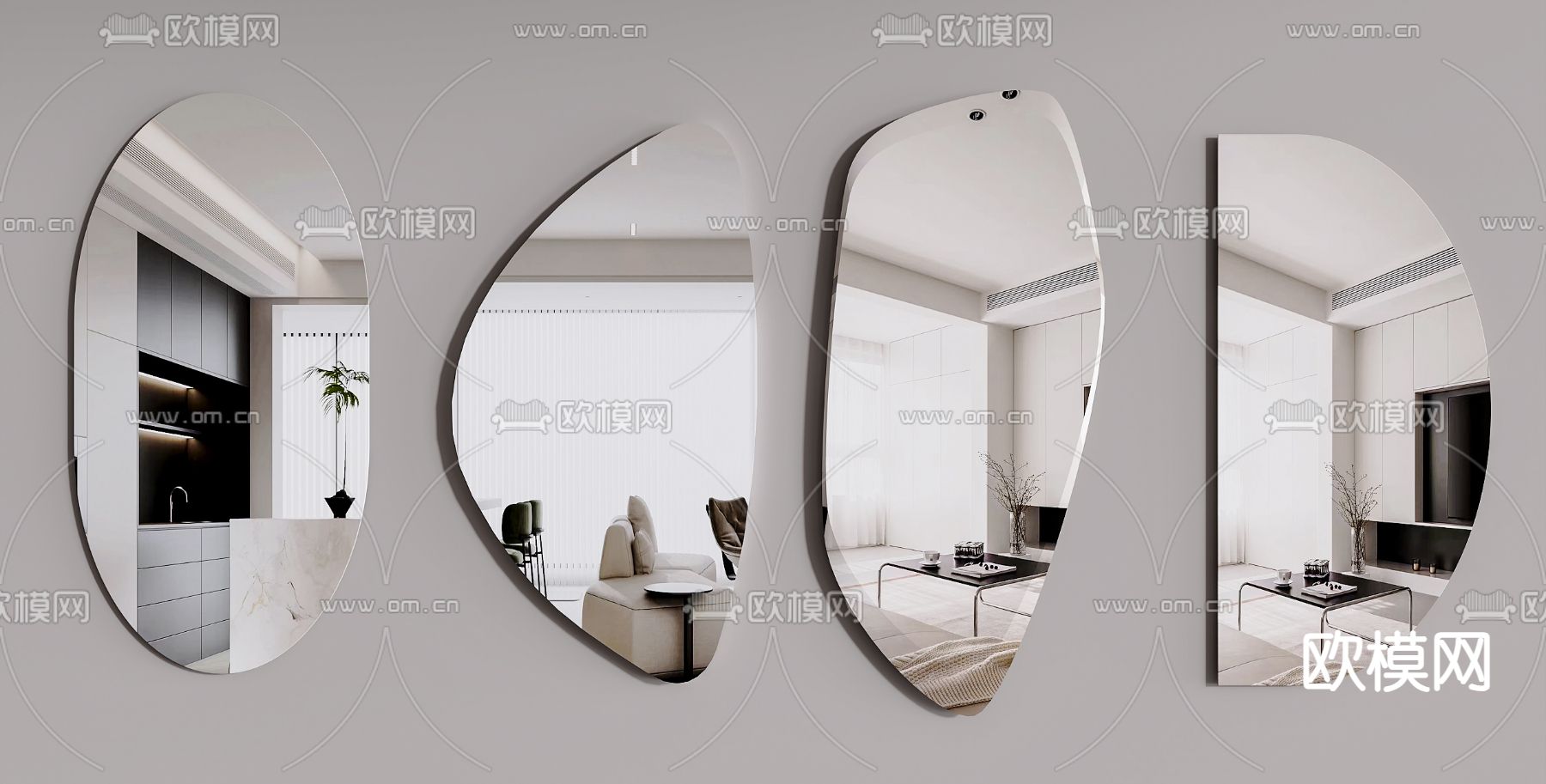 镜子 浴室镜su模型下载（渲染图1）