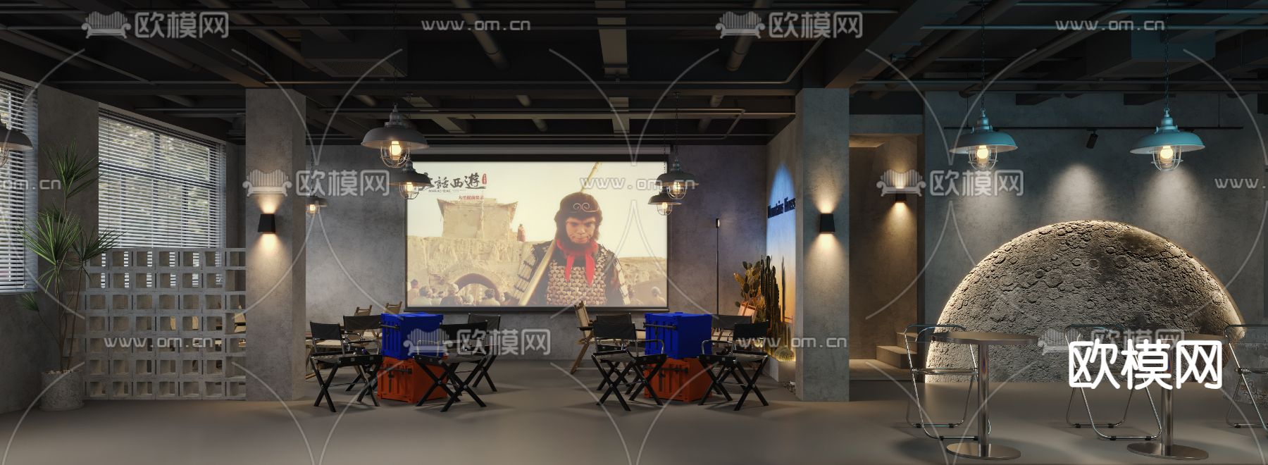 网红餐厅3d模型下载（渲染图1）