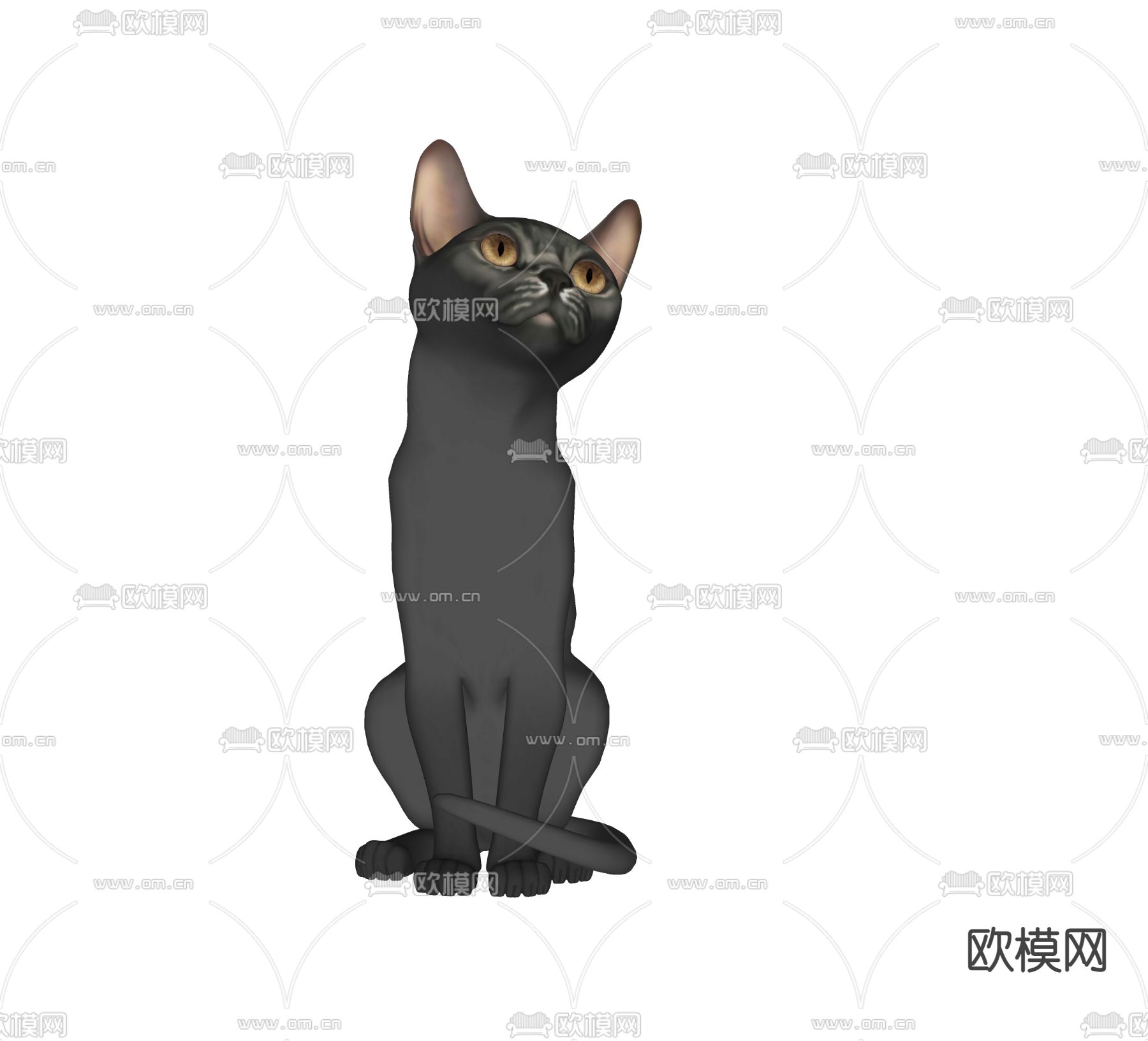 宠物猫su模型下载（渲染图2）