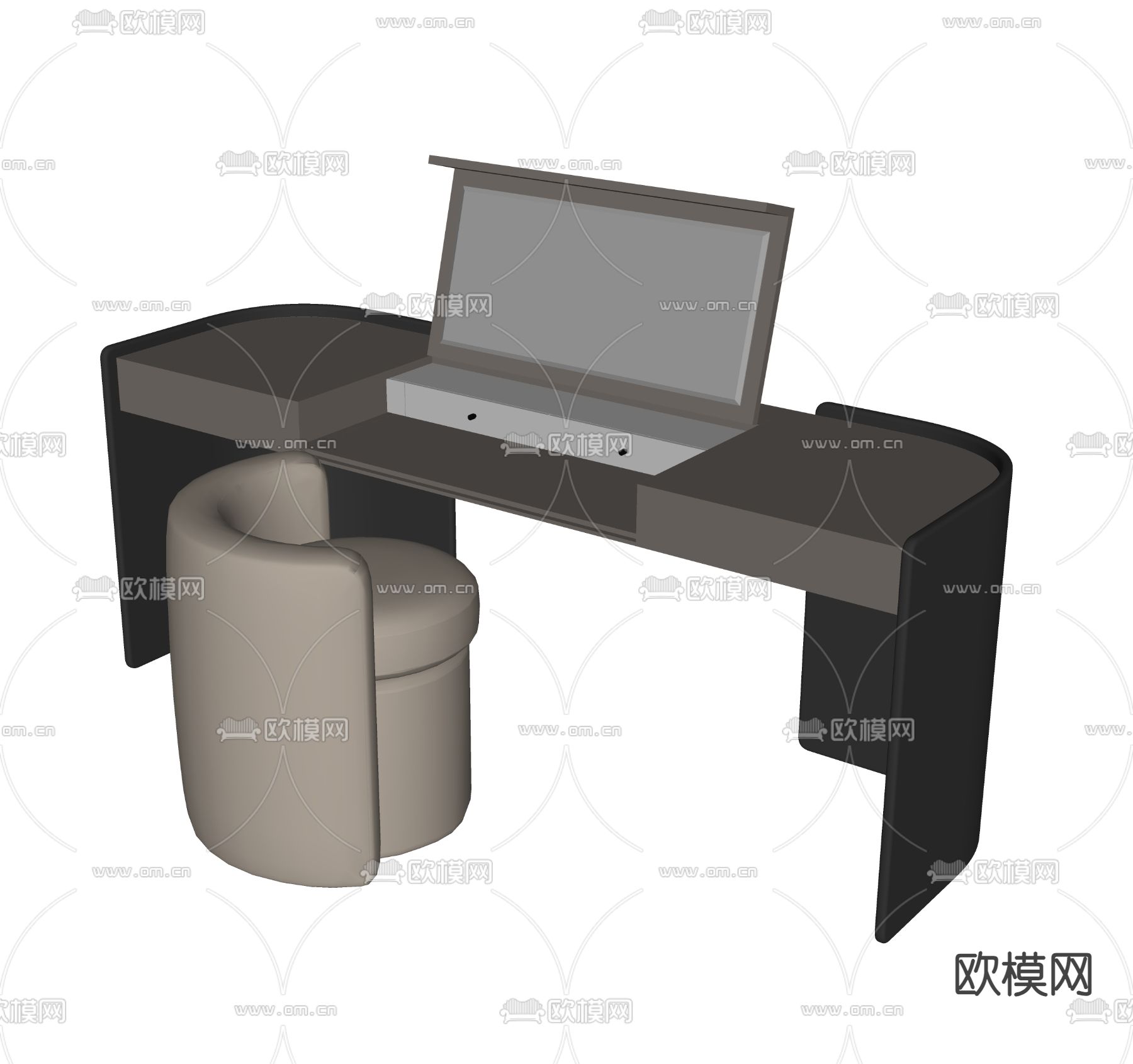 现代梳妆台su模型下载（渲染图2）