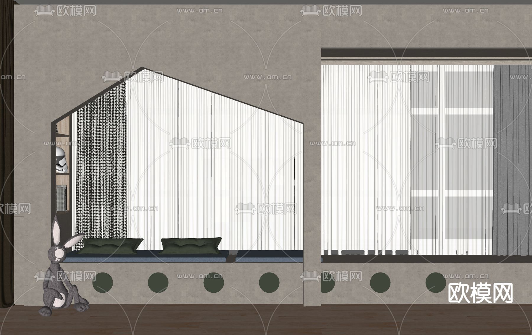 榻榻米飘窗su模型下载（渲染图2）
