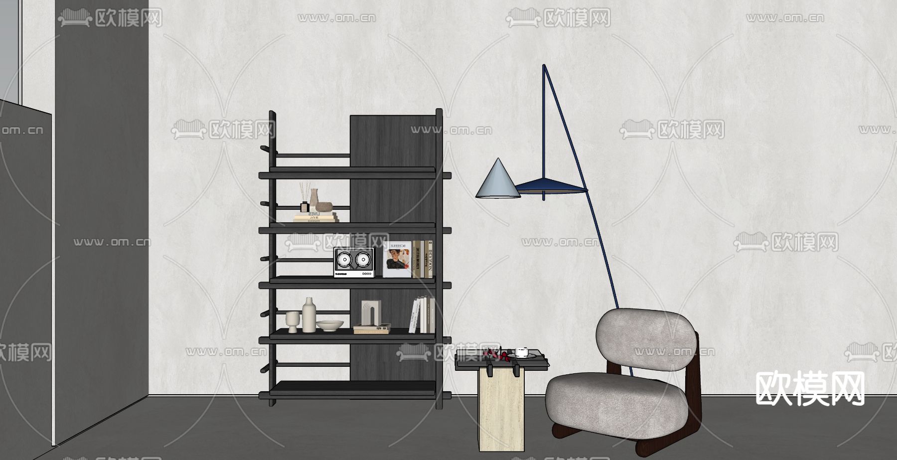 北欧书架su模型下载（渲染图3）