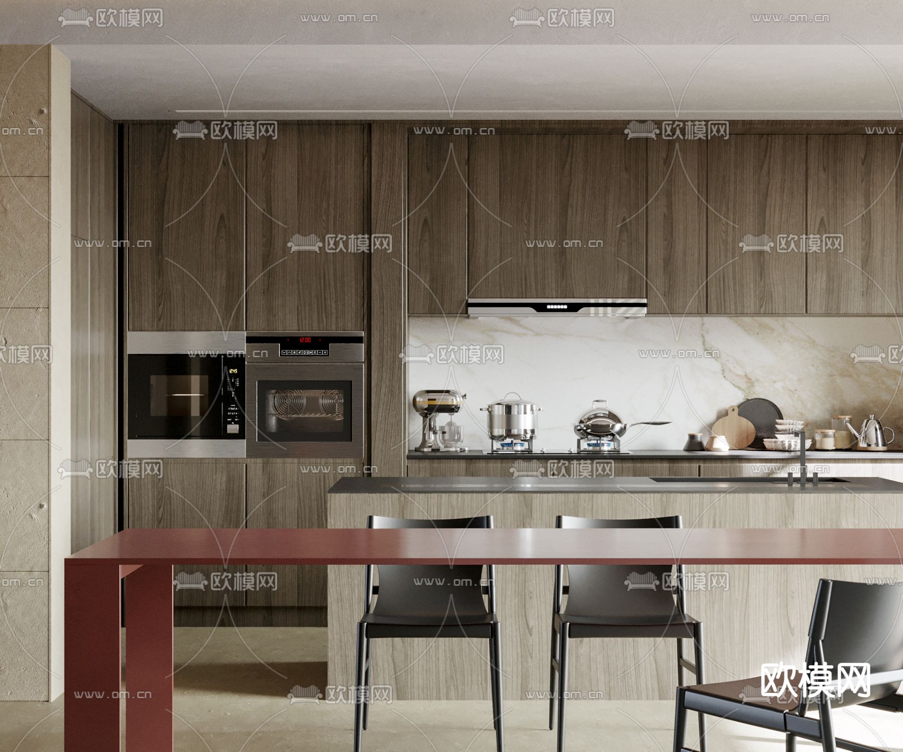 侘寂风厨房 橱柜3d模型下载