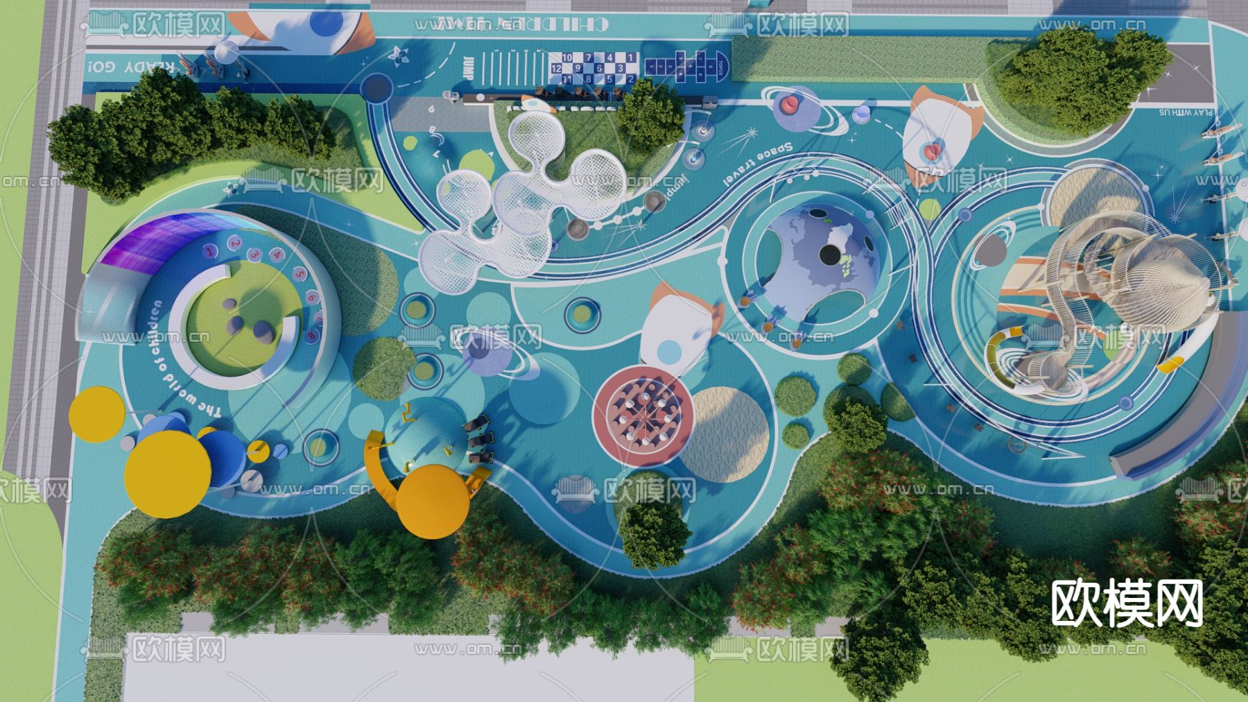 现代儿童乐园su模型