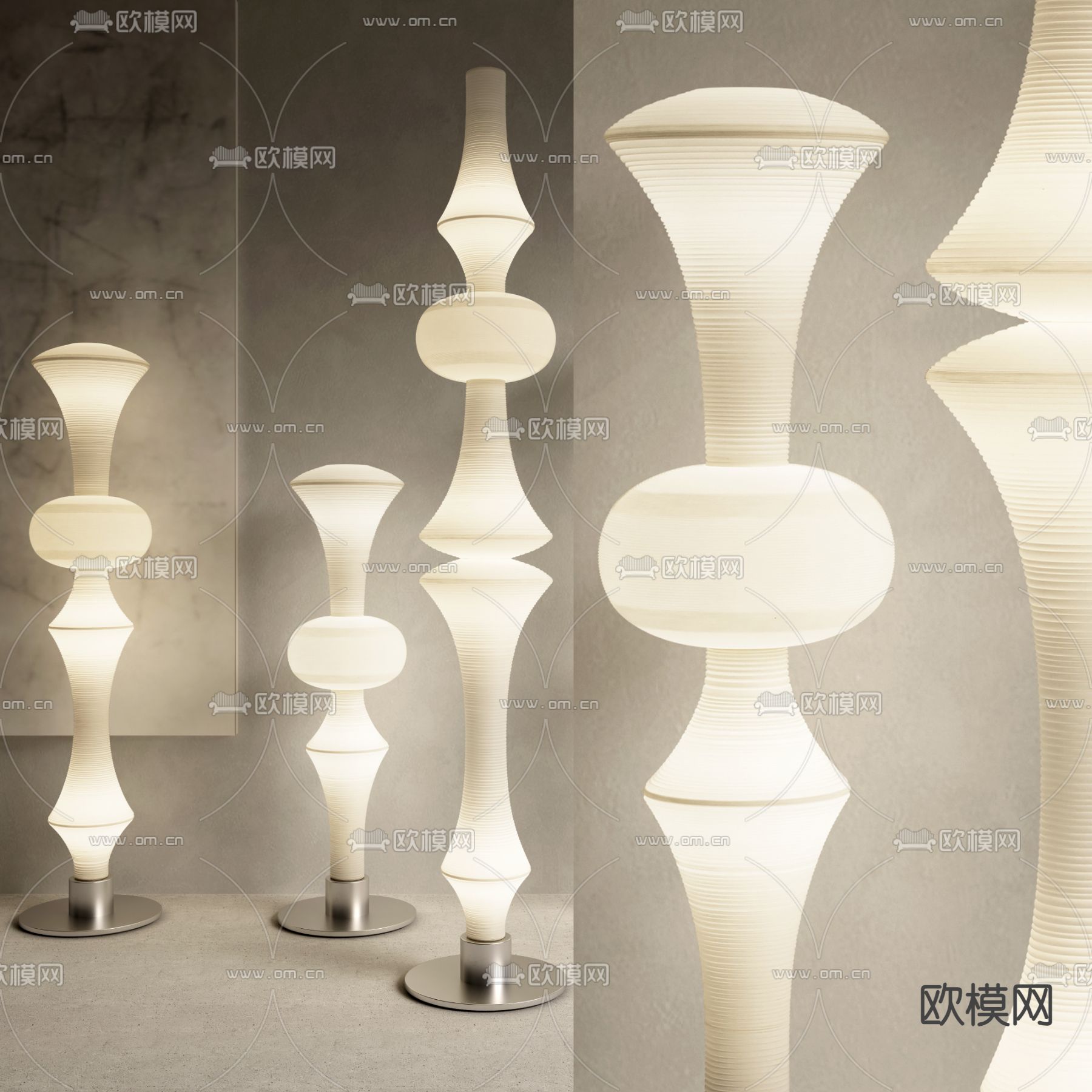 Akari落地灯 和风纸灯3d模型下载（渲染图2）