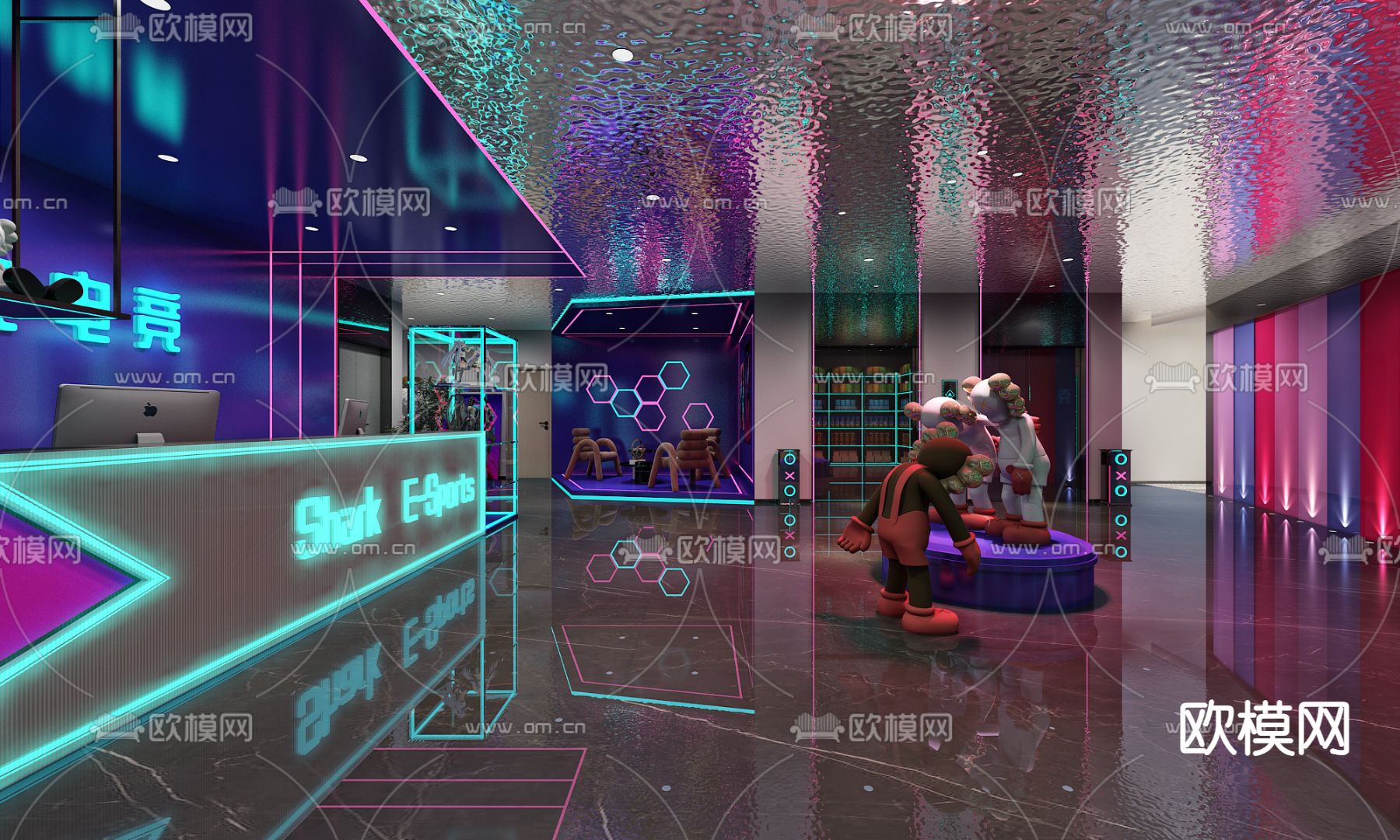 现代网吧 网咖su模型下载（渲染图3）