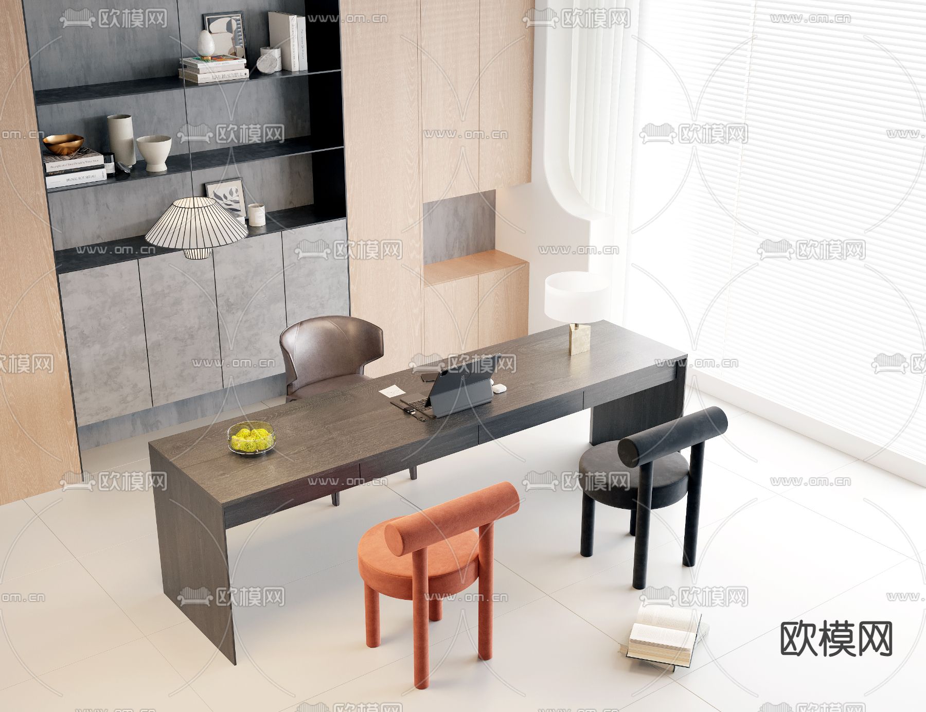 书桌椅su模型下载（渲染图1）