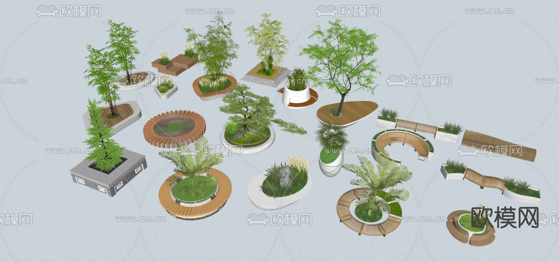 现代树池 花池su模型下载（渲染图2）