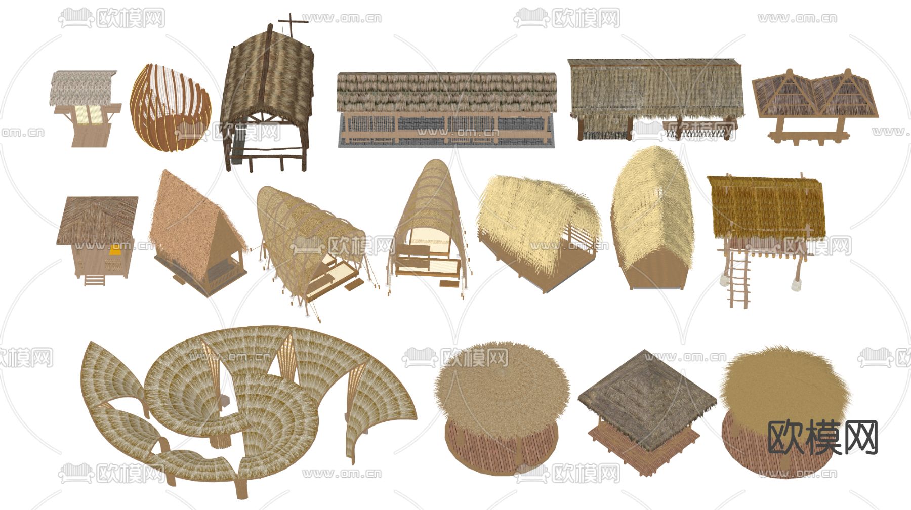 东南亚茅草屋 木屋su模型下载（渲染图2）