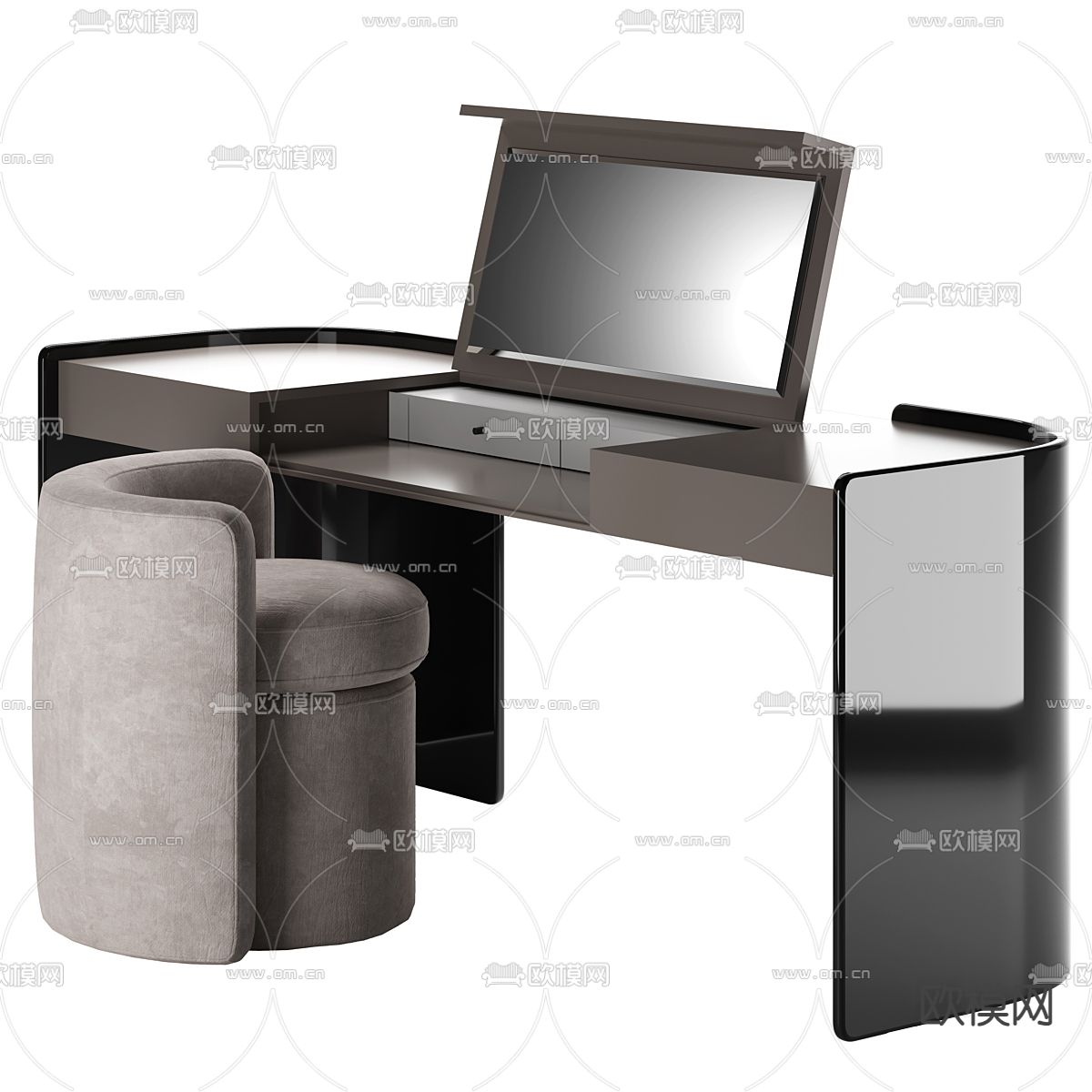 现代梳妆台su模型下载（渲染图1）