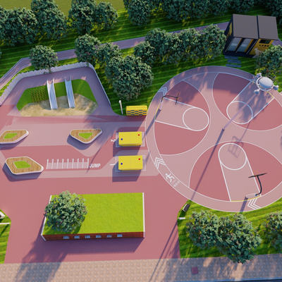 运动公园景观su模型