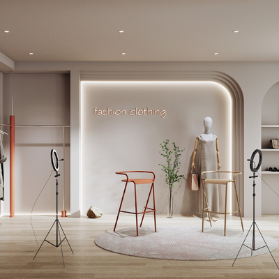  服装店 直播间su模型 