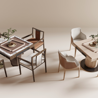  麻将桌椅su模型 