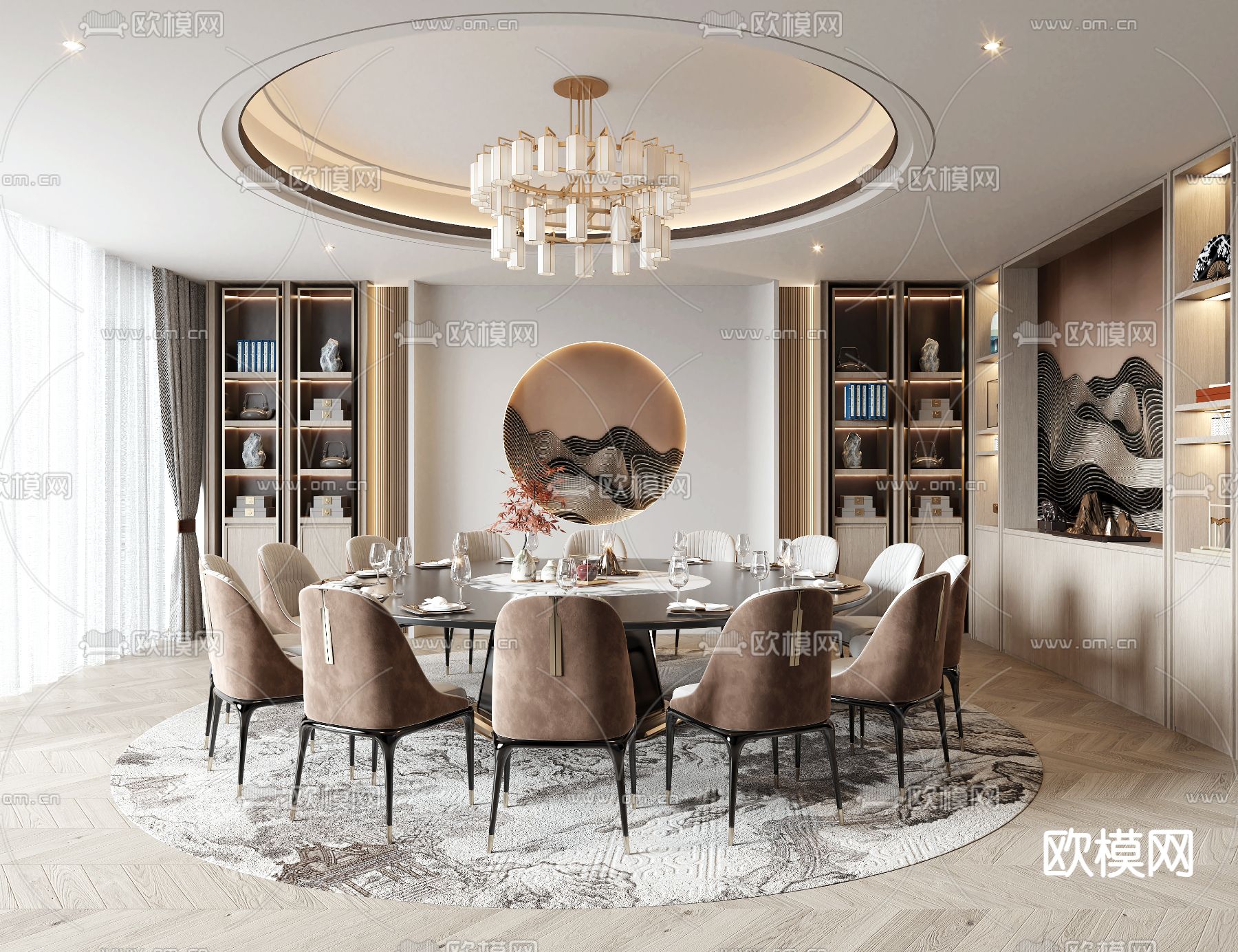 中餐厅包房 包间 包厢3d模型下载