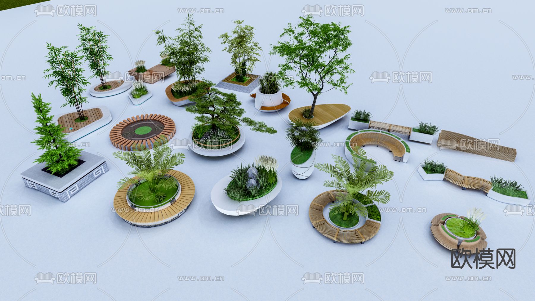 现代树池 花池su模型下载（渲染图1）