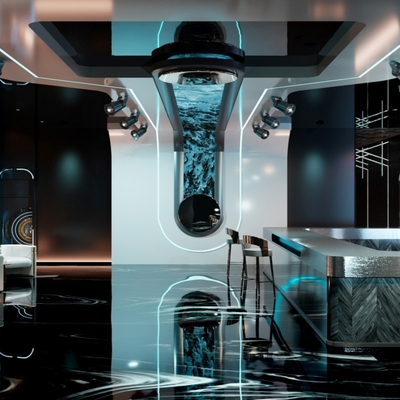  现代酒吧su模型 