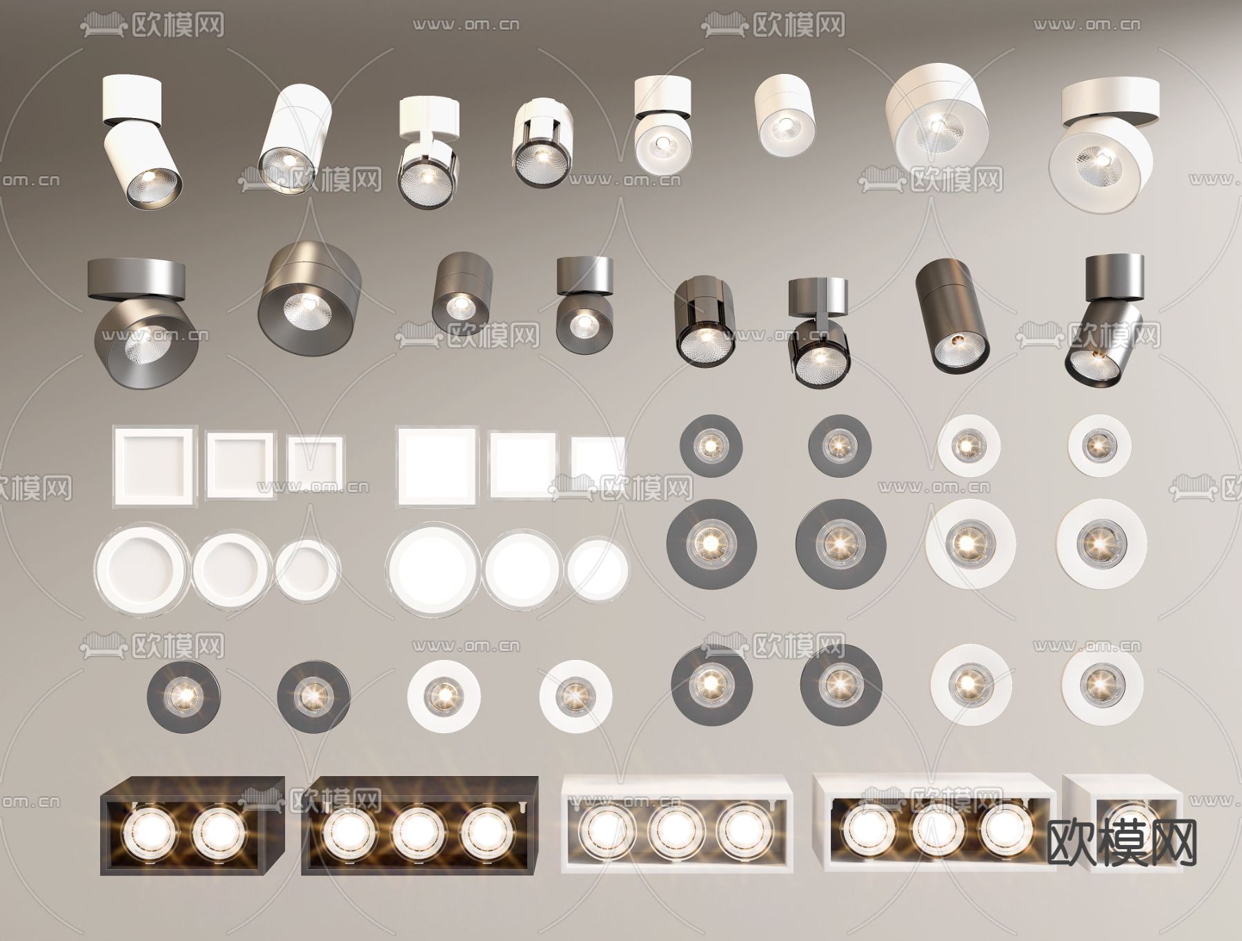 筒灯 射灯 轨道灯3d模型下载