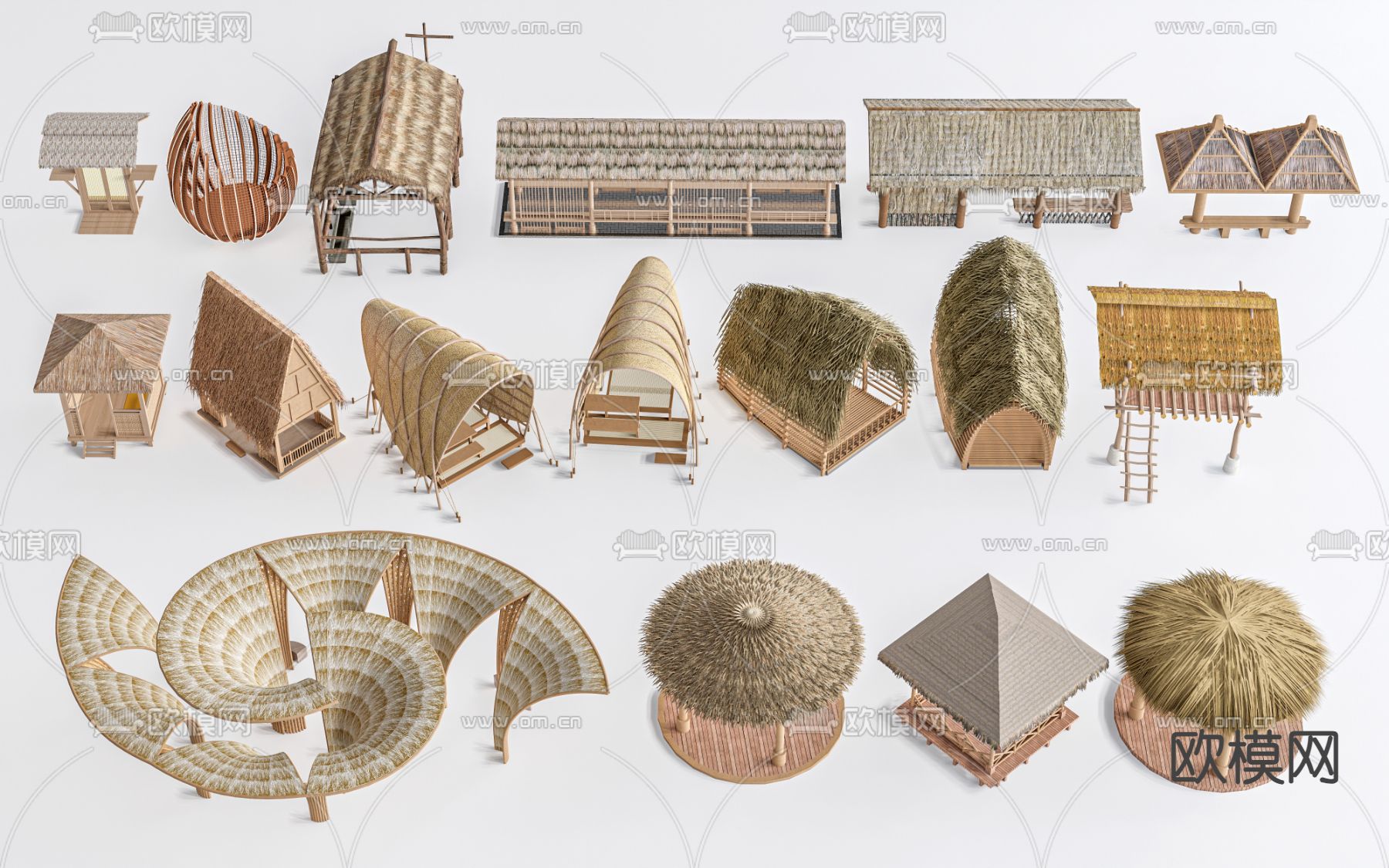 东南亚茅草屋 木屋su模型下载（渲染图1）