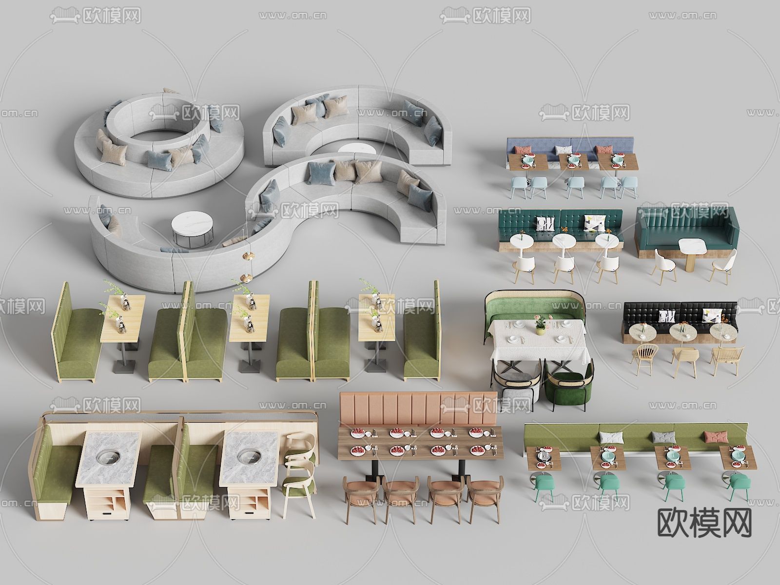 卡座沙发 餐桌椅3d模型下载