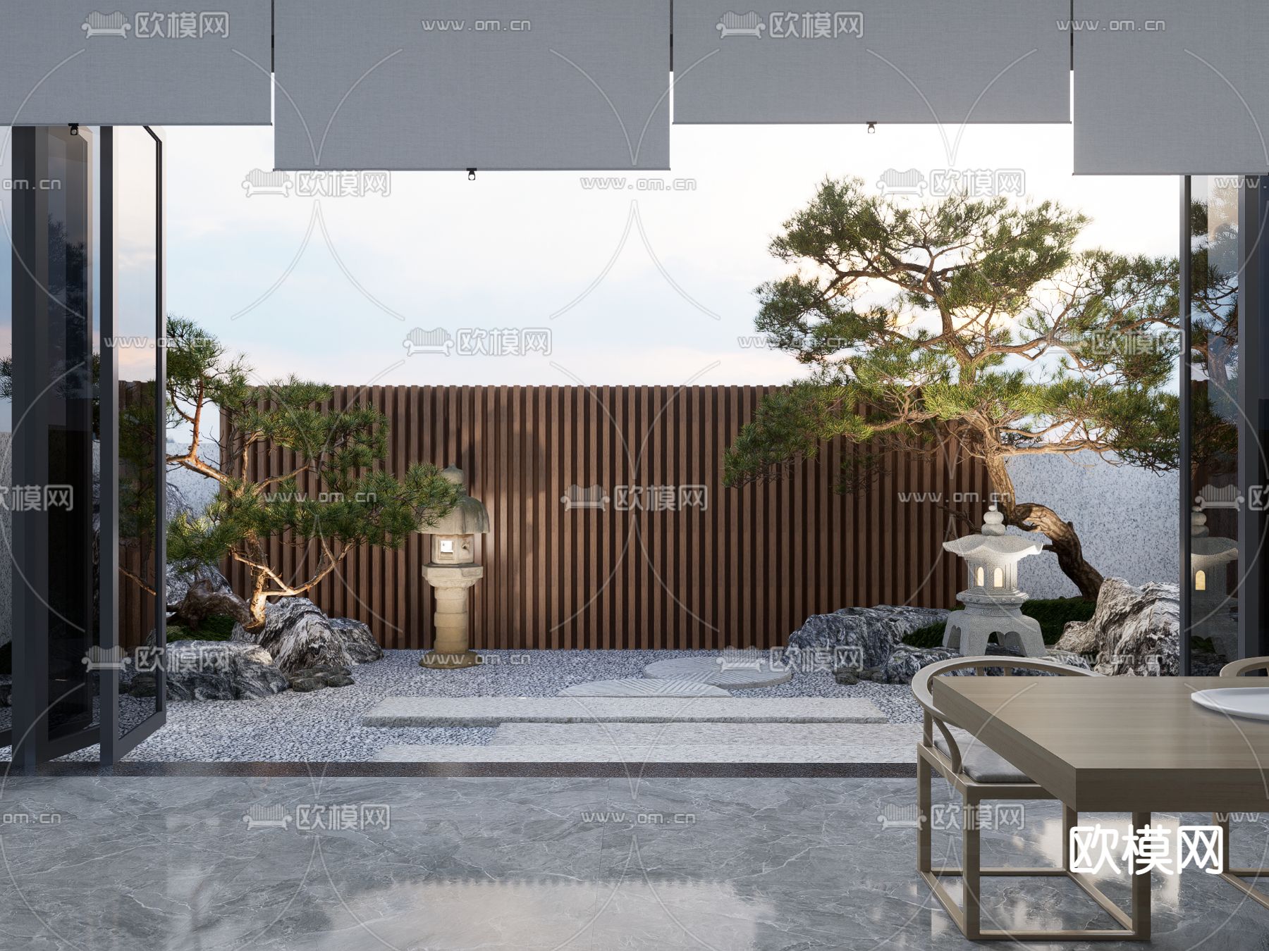 日式庭院花园su模型下载（渲染图3）