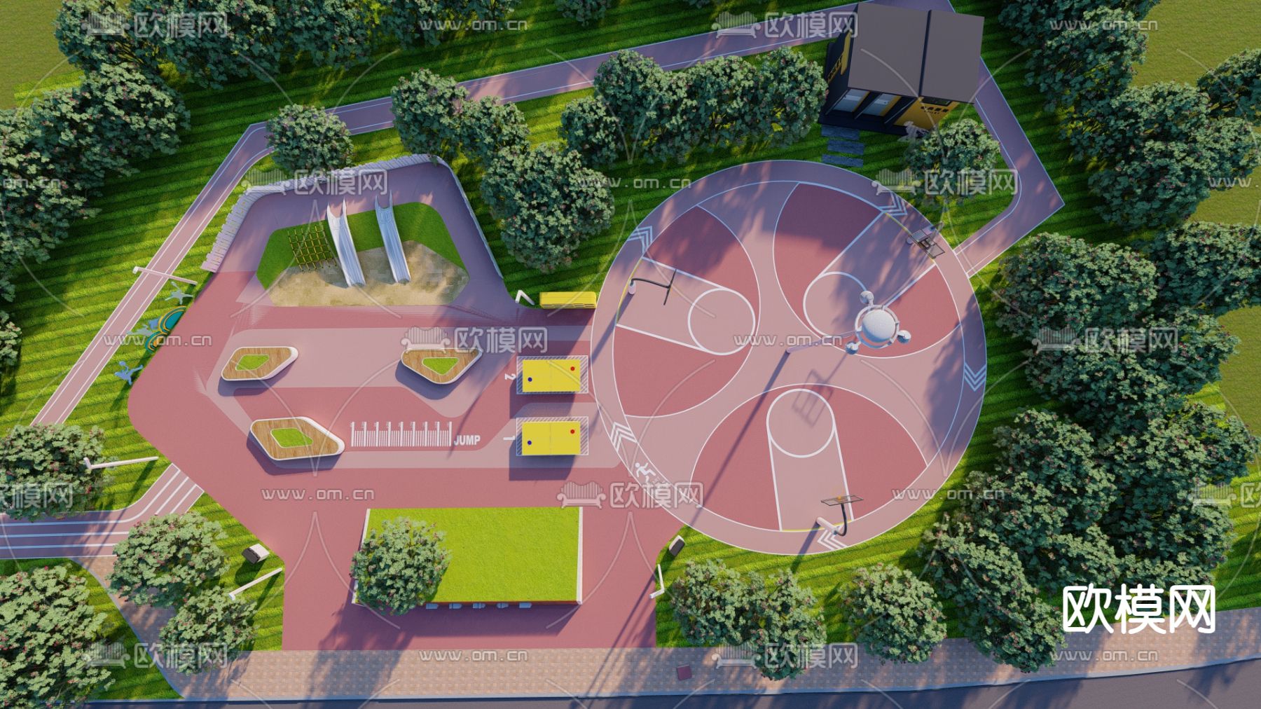 运动公园景观su模型