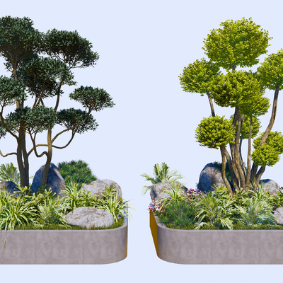  花池 树池su模型 