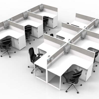  办公桌椅 屏风工位su模型 