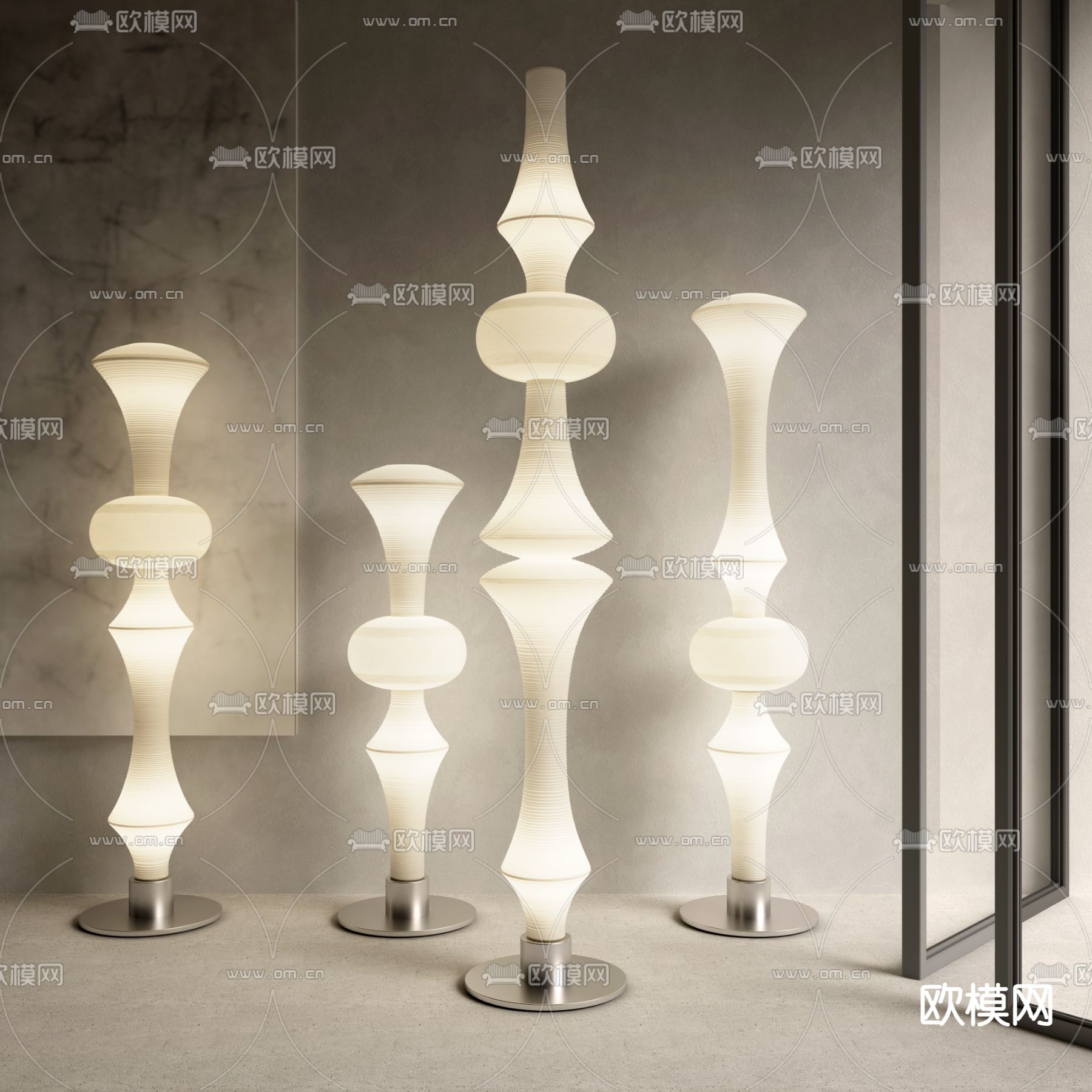 Akari落地灯 和风纸灯3d模型下载（渲染图1）