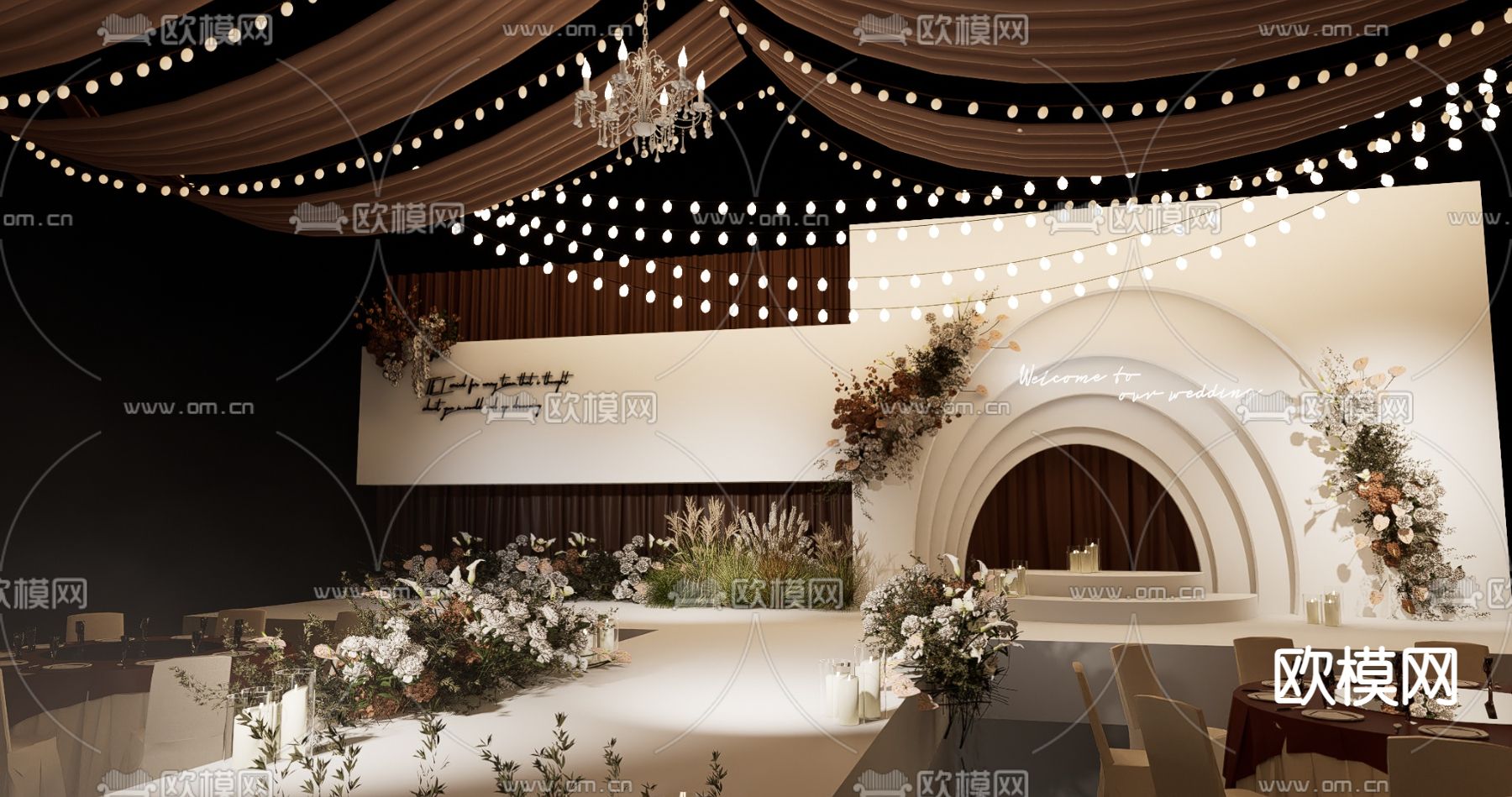 欧式宴会厅su模型下载（渲染图2）