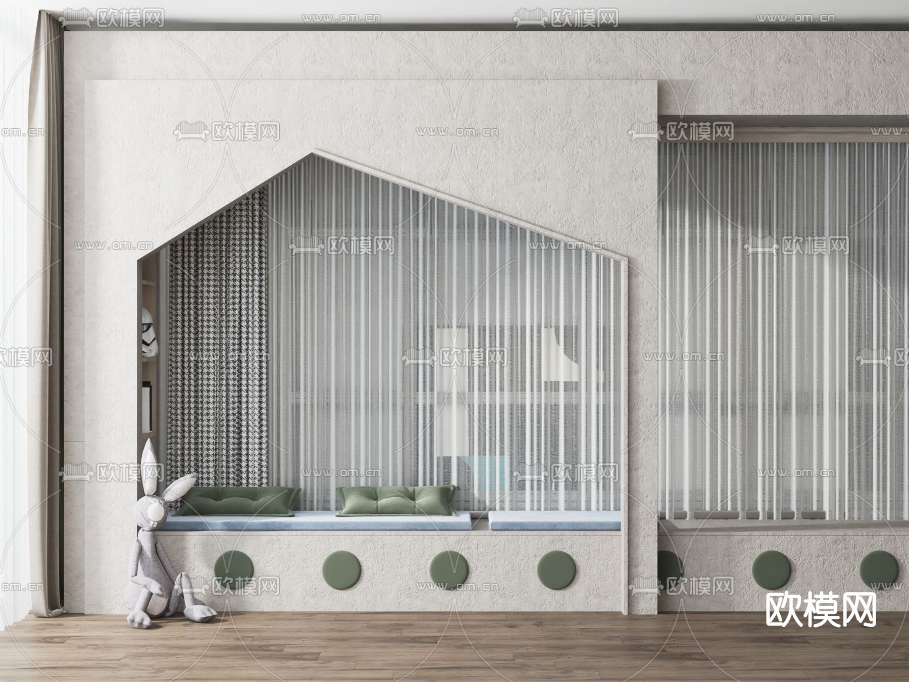 榻榻米飘窗su模型下载（渲染图1）