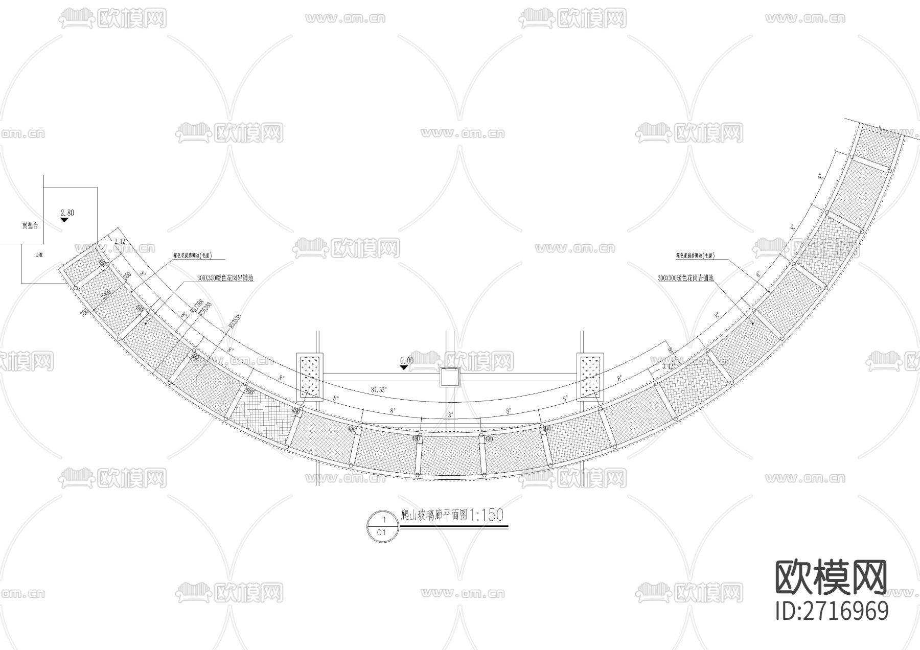 爬山玻璃廊CAD施工图下载（渲染图2）