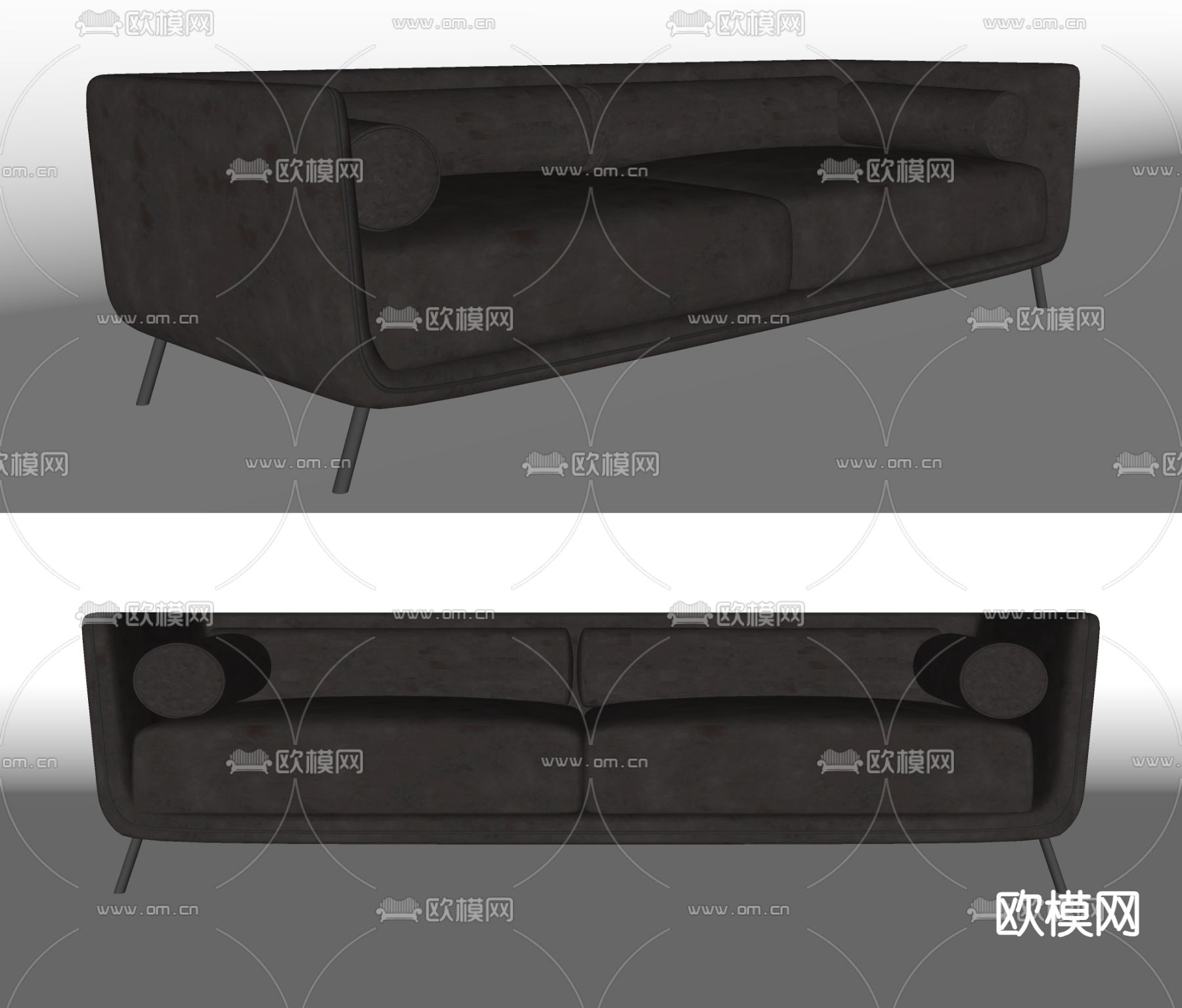 现代双人沙发su模型下载（渲染图2）